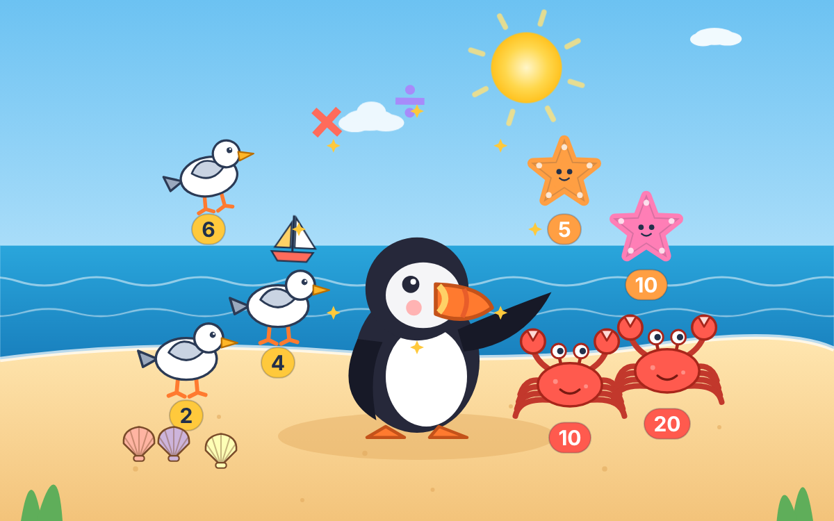 2, 5 and 10 Times Tables: A Beach Adventure with Pip