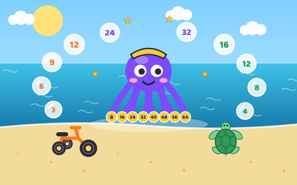 3, 4 and 8 Times Tables: Ozzy's Times Table Island