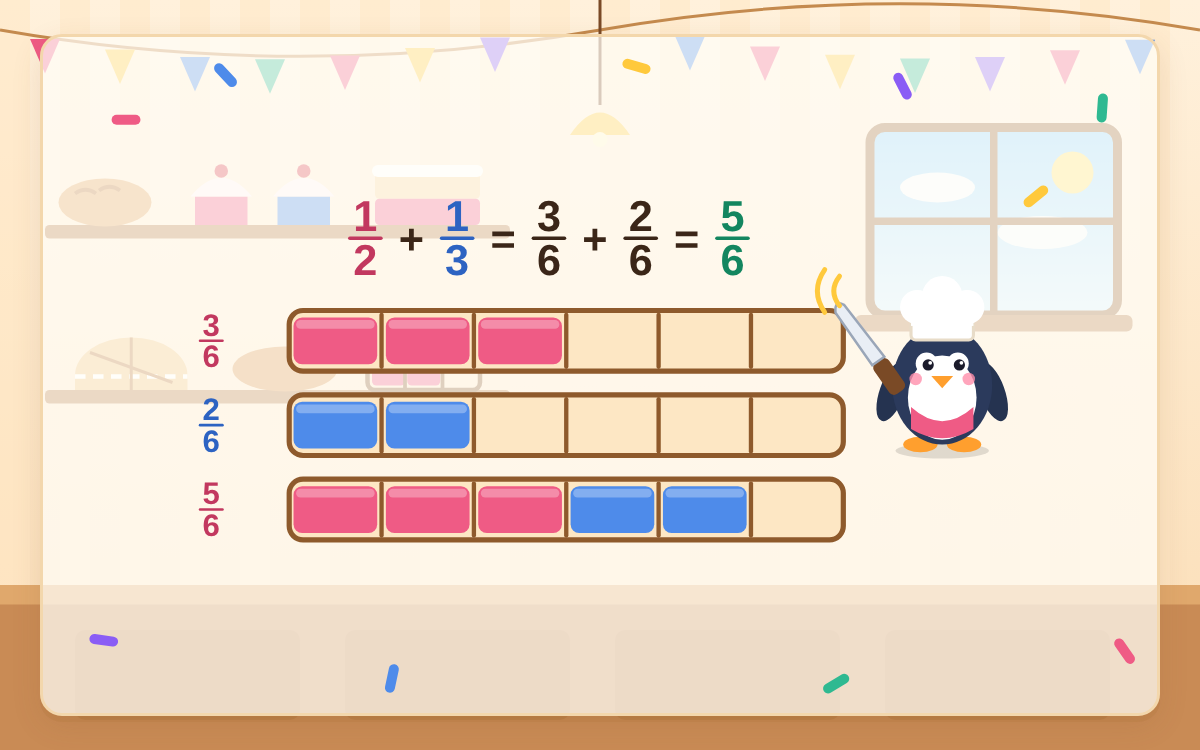 Adding and Subtracting Fractions: Bake with Pip the Penguin