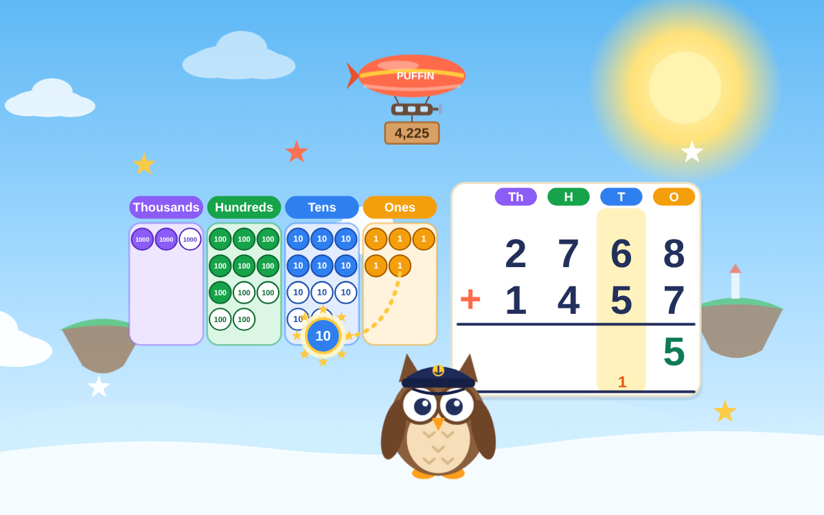 Column Addition and Subtraction: A Sky Harbour Adventure