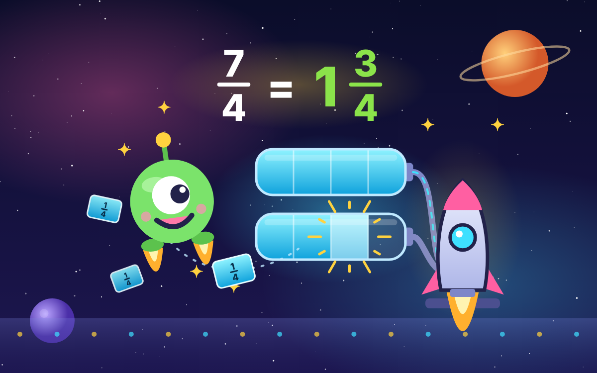 Mixed Numbers and Improper Fractions: A Rocket Fuel Mission