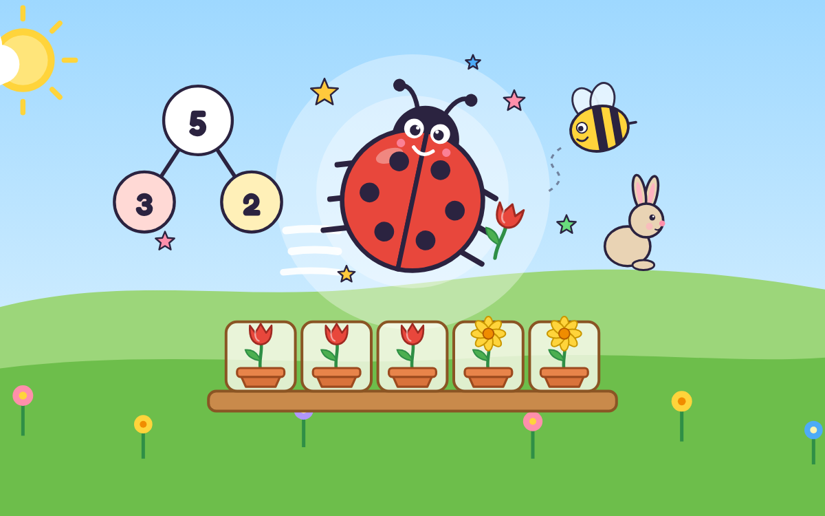Number Bonds to 5 and 10: Dot the Ladybird's Garden
