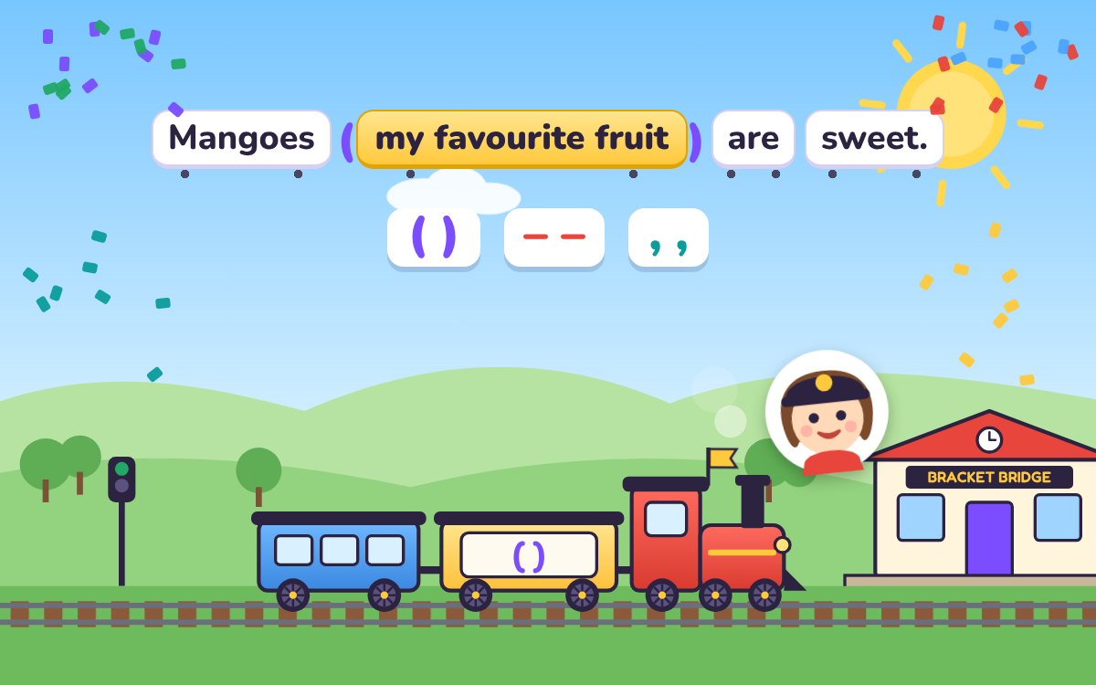 Parenthesis: Brackets, Dashes and Commas on a Word Train