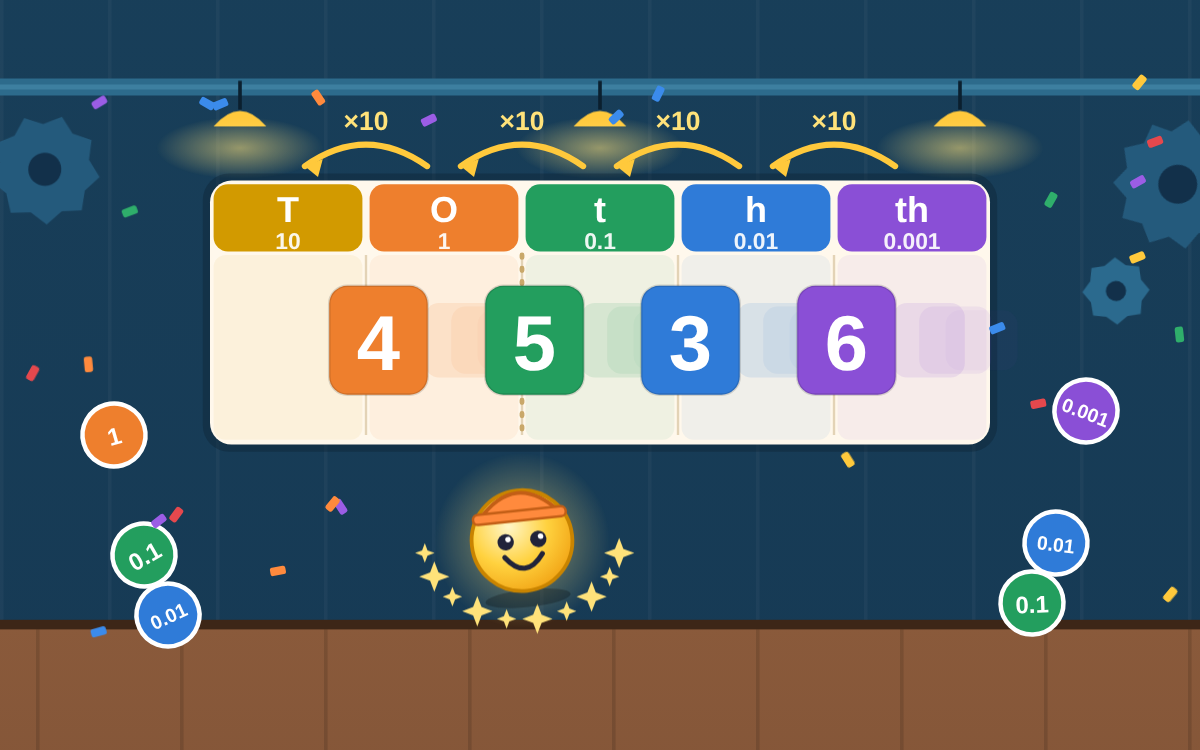 Year 6 Decimals: Slide Digits with Dot the Decimal Point